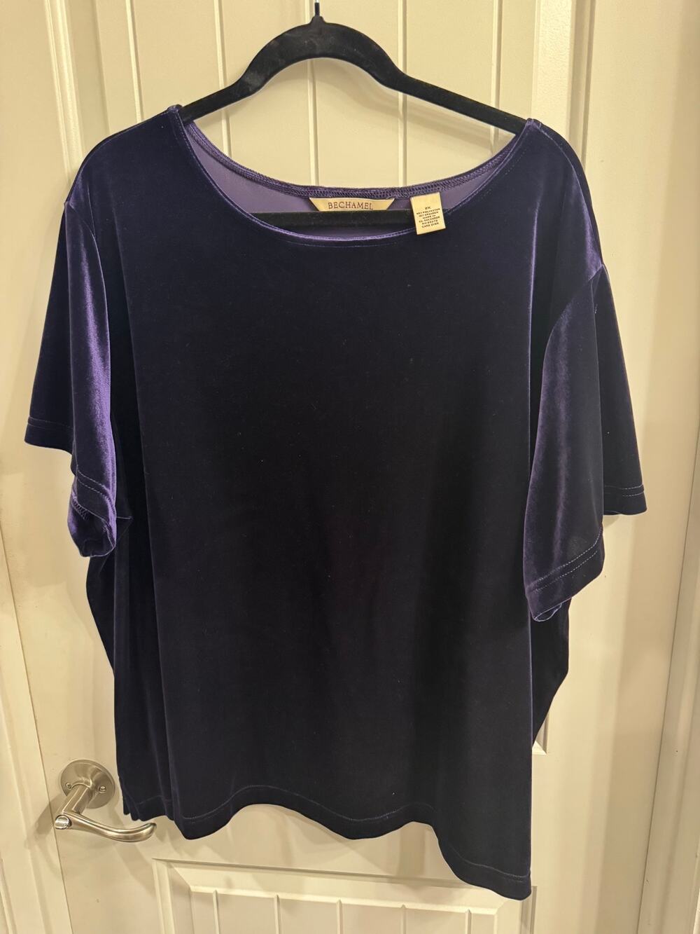 Bechamel Plus Size 2X Purple Velvet Short Sleeve Top